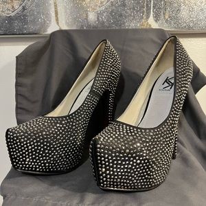 Kiss Kouture platform 6 1/2 inch stiletto heel covered in rhinestones